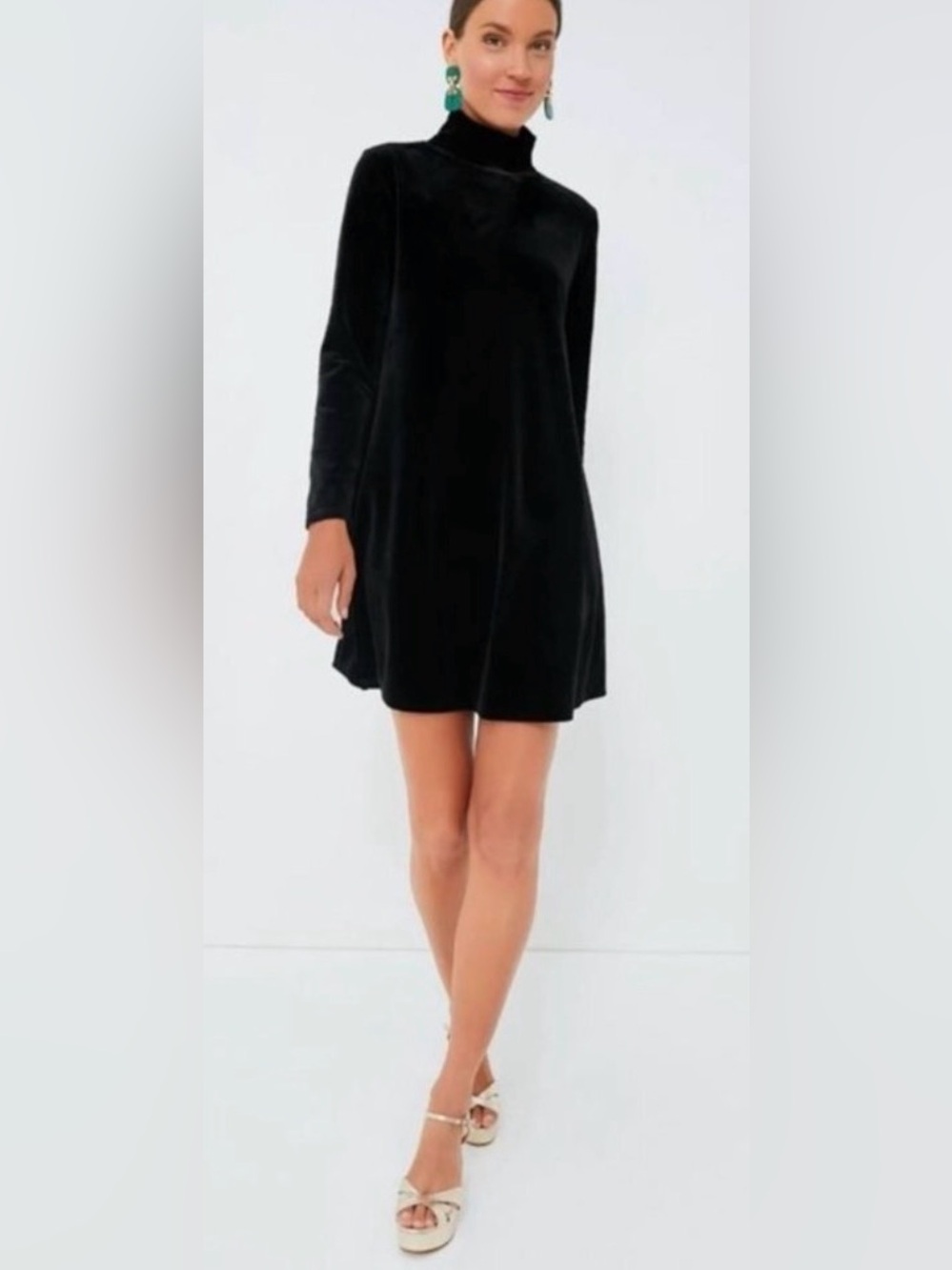 Pomander Place NEW Black Velvet Long Sleeve Mottershead Mini Dress Size XS